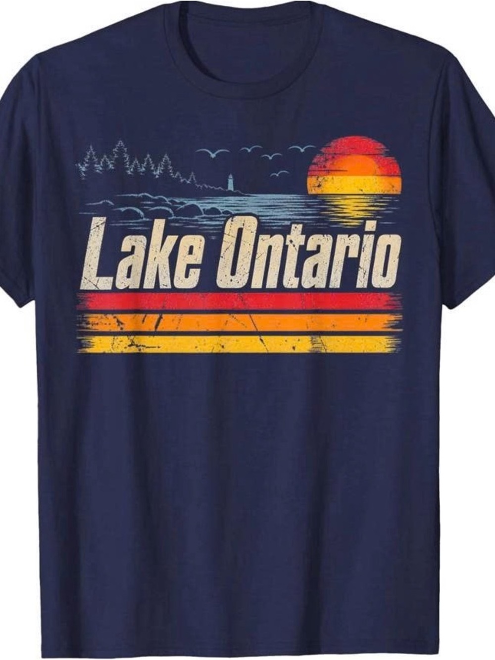Navy Lake Ontario Sunset Graphic Tee